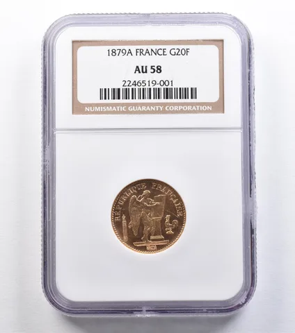 1879 A France 20 Francs Gold AU58 NGC *2225