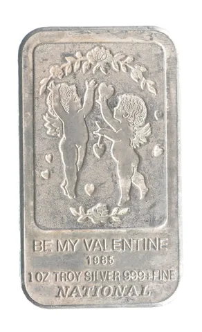 1985 1 Troy Oz Silver Bar Be My Valentine National Canada *4217