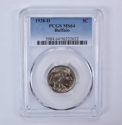 1938-D Indian Head Buffalo Nickel MS64 PCGS Blue Label
