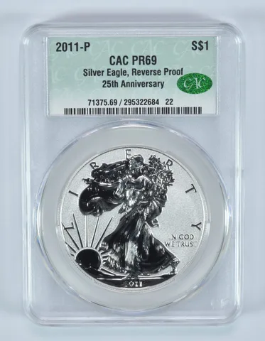 2011-P American Silver Eagle 25th Anniversary Reverse PR69 CAC CACg