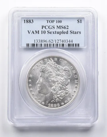 MS62 1883 Morgan Silver Dollar VAM 10 Sextupled Stars Top 100 PCGS *0961