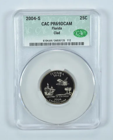 2004-S Washington State Quarter Florida CLAD PR69 DCAM CAC CACg