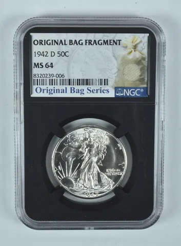 1942-D Walking Liberty Half Dollar Original Bag Fragment MS64 NGC