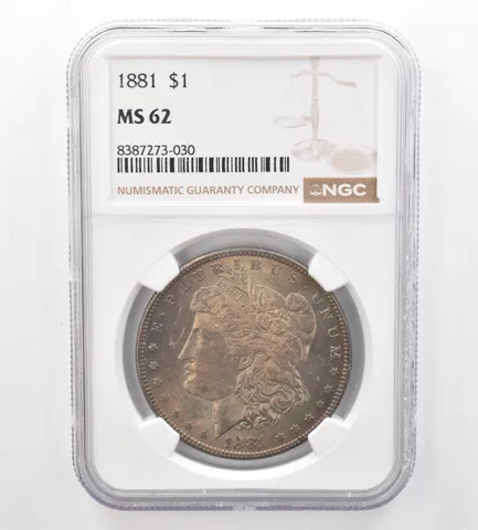 1881 Morgan Silver Dollar MS62 NGC Beautiful Tone a7423