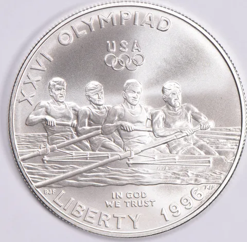 1996-D Unc Olympics Rowing Commemorative Silver Dollar $1