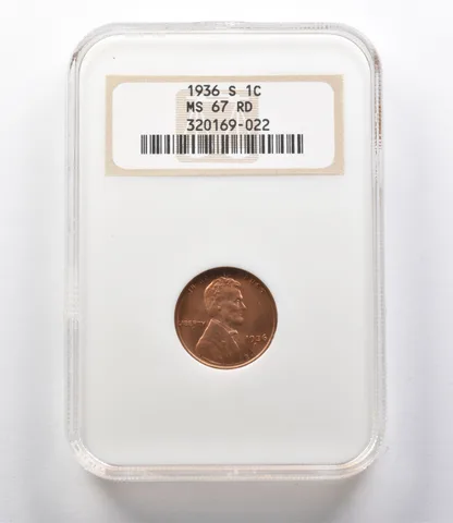 MS67 RD 1936-S Lincoln Wheat Cent NGC a2778