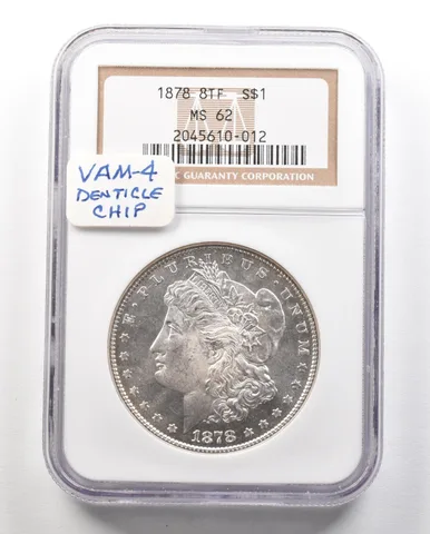 1878 8TF Morgan Silver Dollar MS62 NGC a4759