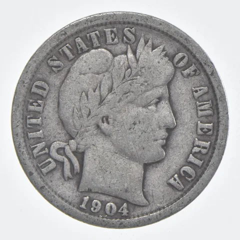 1904 (P) Barber Dime 90% Silver VG Condition