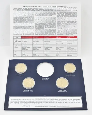 2016 Presidential & Sacagawea US Mint Annual Dollar Set NO ASE (4 coins)