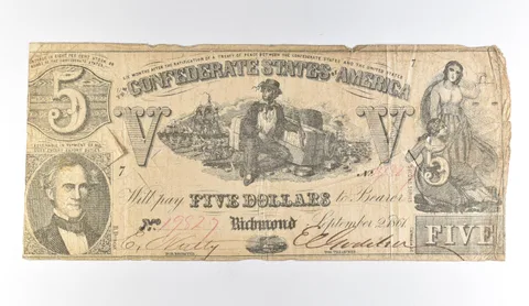 1861 $5 Confederate States Of America Richmond VA Obsolete Note *1661