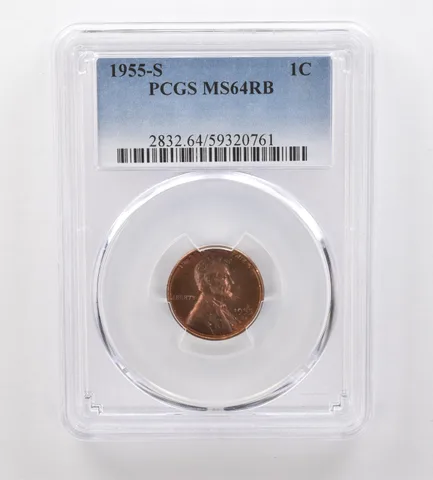 1955-S Lincoln Wheat Cent MS64 RB PCGS Beautiful Tone *2066