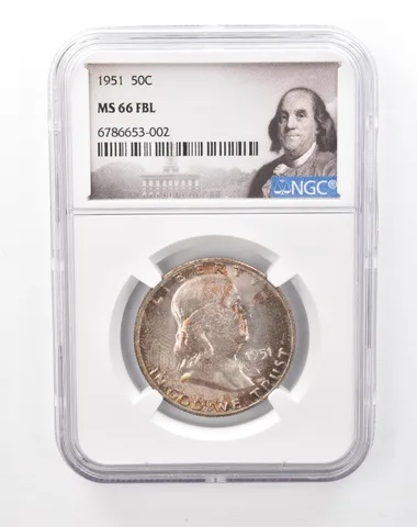 1951 Franklin Half Dollar MS66 FBL NGC Beautiful Mint Set Tone *6763