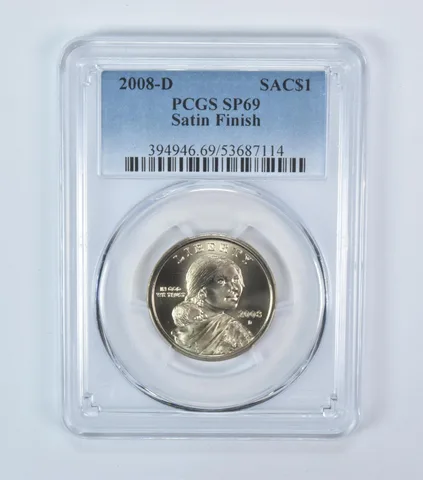 2008-D Sacagawea $1 Satin Finish SP69 PCGS Blue Label