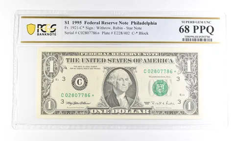 1995 $1 Philadelphia PA FRN Star Fr#1921-C* Superb Gem Unc 68 PPQ PCGS a2902