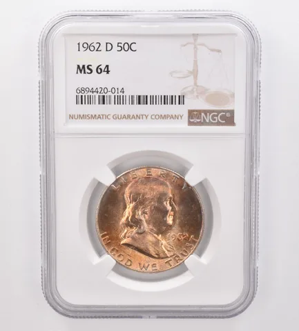 1962-D Franklin Half Dollar MS64 NGC Beautiful Tone *9932