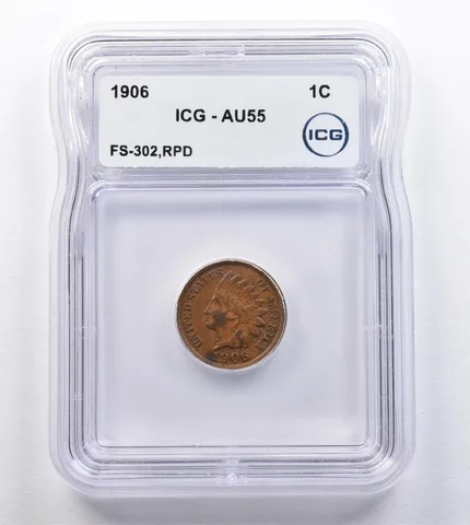 1906 Indian Head Cent FS-302 RPD AU55 ICG *2047