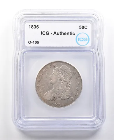 1836 Capped Bust Half Dollar O-105 Authentic ICG *2986