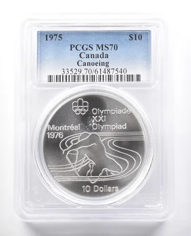 1975 Canada 10 Dollars Silver Montreal Olympics Canoeing MS70 PCGS