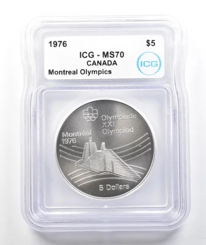1976 Canada 5 Dollars Silver Montreal Olympics Olympic Village MS70 ICG *9838