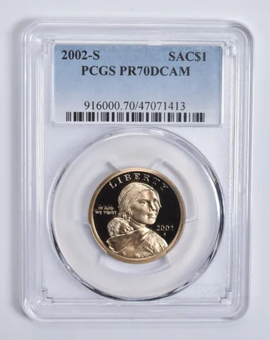 2002-S Sacagawea $1 PR70 DCAM PCGS Blue Lbl