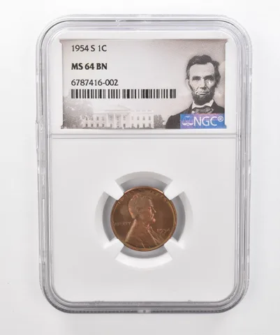 1954-S Lincoln Wheat Cent MS64 BN NGC Beautiful Tone *2956