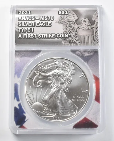 2021 American Silver Eagle Type 1 First Strike MS70 ANACS