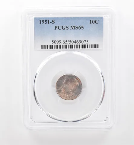 1951-S Roosevelt Dime MS65 PCGS Beautiful Tone *1880