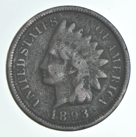 1893 Indian Head Cent AC Average Circ