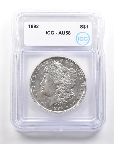 1892 Morgan Silver Dollar AU58 ICG *5547