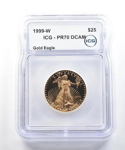 1999-W $25 American Gold Eagle 1/2 Oz Gold PR70 DCAM ICG