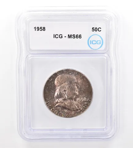 1958 Franklin Half Dollar MS66 ICG Beautiful Tone *7362