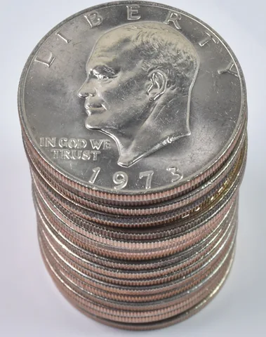 (20) 1973-P BU/Unc Eisenhower Ike Dollar Clad Roll Lot