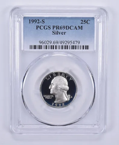 1992-S Washington Quarter Silver PR69 DCAM PCGS Blue Label