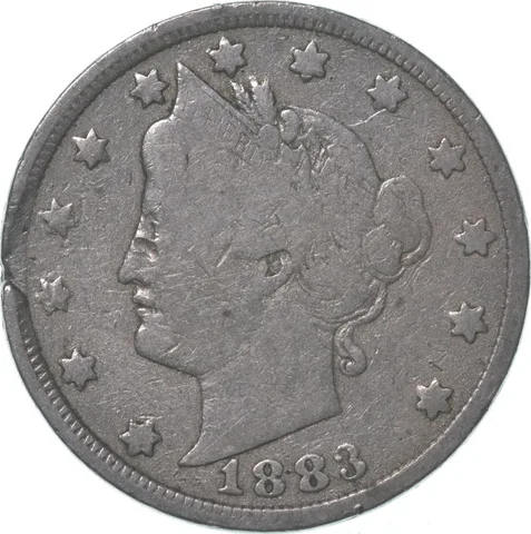 1883 Liberty V Nickel No Cents Planchet Crack *8274