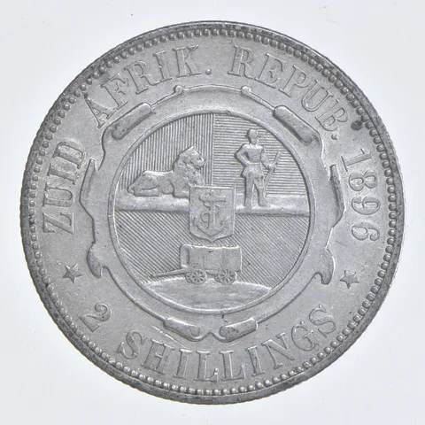 SILVER - WORLD Coin - 1896 South Africa 2 Shillings - World Silver Coin *860