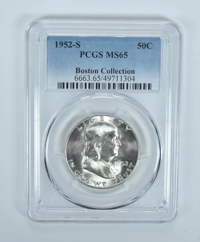 1952-S Franklin Half Dollar Boston Collection MS65 PCGS Blue Label