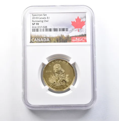 2018 Canada 1 Dollar Specimen Set Burrowing Owl SP70 NGC a5940