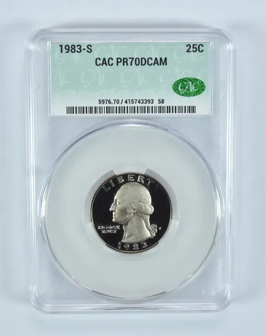 1983-S Washington Quarter PR70 DCAM CAC CACg