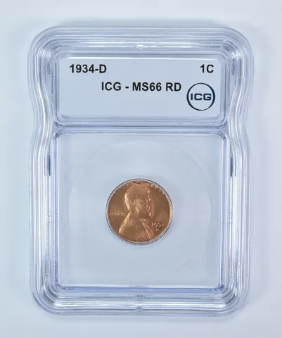 1934-D Lincoln Wheat Cent MS66 RD ICG