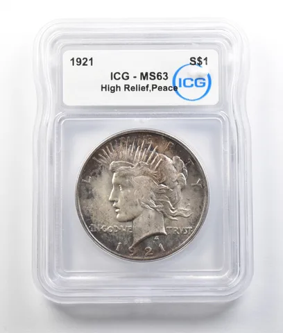 1921 Peace Silver Dollar High Relief MS63 ICG *9357