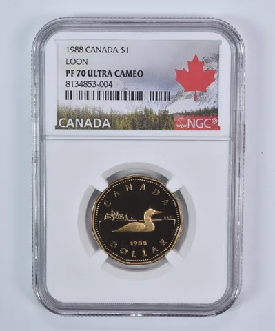 1988 Canada 1 Dollar Loon PF70 UCAM NGC Canada Label