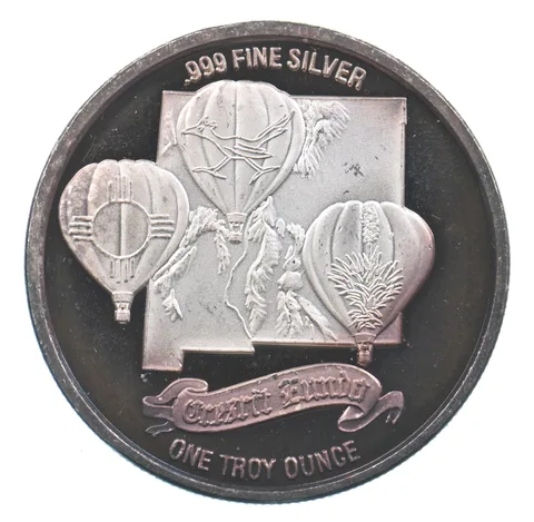 VINTAGE Art Bar/Round 1988 Albuquerque Balloon Fiesta 1 Oz. Silver 1 T Oz *212