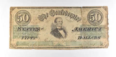 1864 $50 Confederate States Of America T-16 Large Note a8509