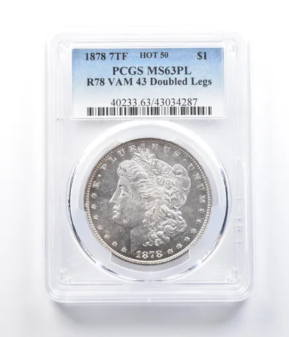 1878 7TF Morgan Silver Dollar R78 VAM 43 Doubled Legs MS63 PL PCGS a1066