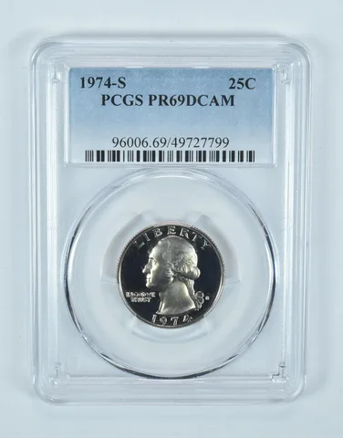 1974-S Washington Quarter PR69 DCAM PCGS Blue Label