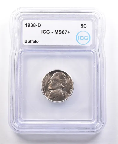1938-D Jefferson Nickel MS67+ ICG Label Error Buffalo *2093