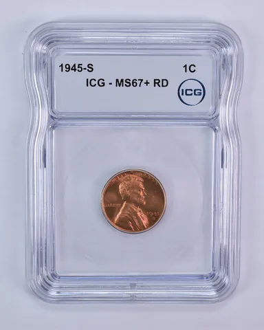 1945-S Lincoln Wheat Cent MS67+ RD ICG