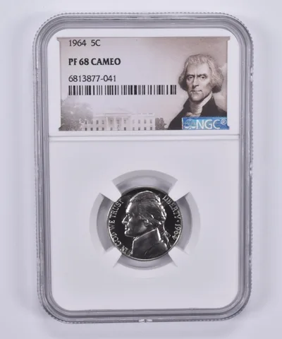 1964 Jefferson Nickel 5c PF68 Cam NGC Special Label