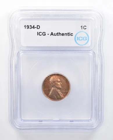 1934-D Lincoln Wheat Cent Authentic ICG Beautiful Tone *7623