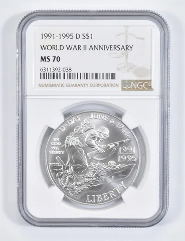 1991-95-D WWII Commemorative Silver Dollar 1993 MS70 NGC